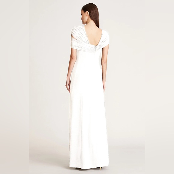 HALSTON NWT WOMEN'S EDEN CREPE LONG GOWN EVENING WEDDING DRESS SIZE US 2 - Picture 2 of 2